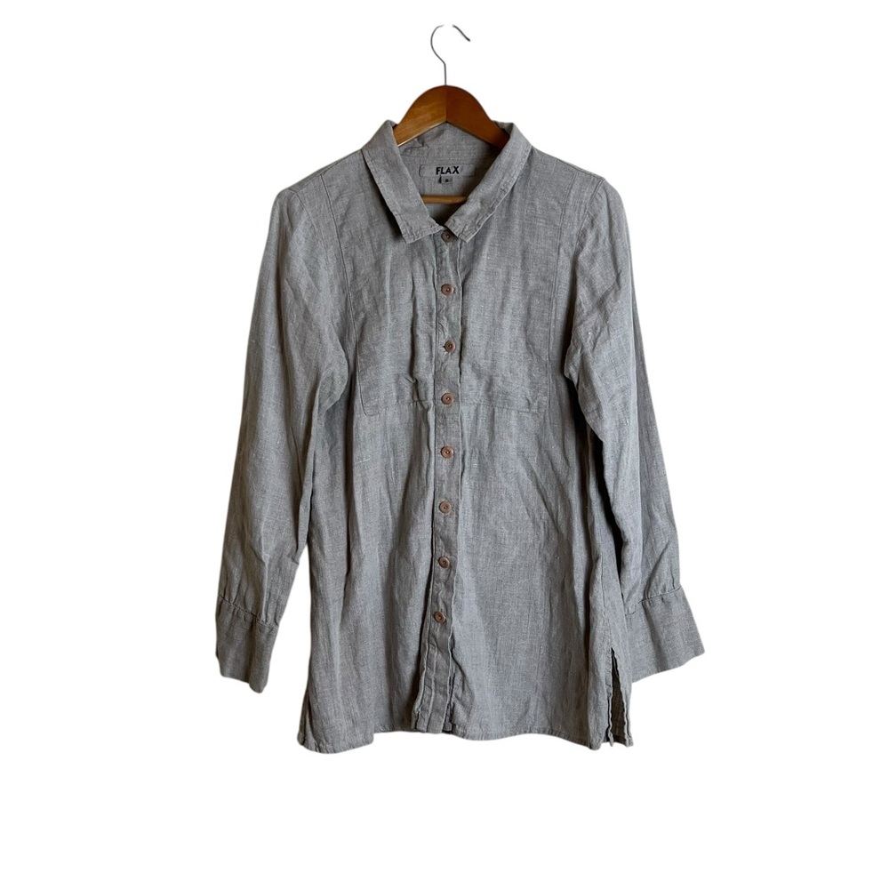 Flax 100% linen button‎ down tunic. Size small